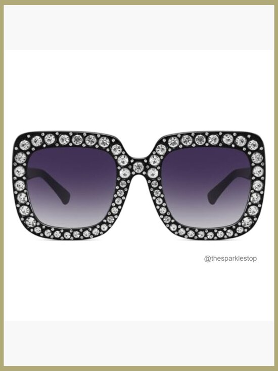 Oversized Square Rhinestone Sunglasses UV400 Retro Disco Glam main image 4